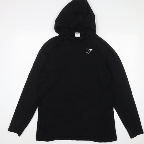 Gymshark Womens Black Cotton Pullover Hoodie Size L Pullover - Logo