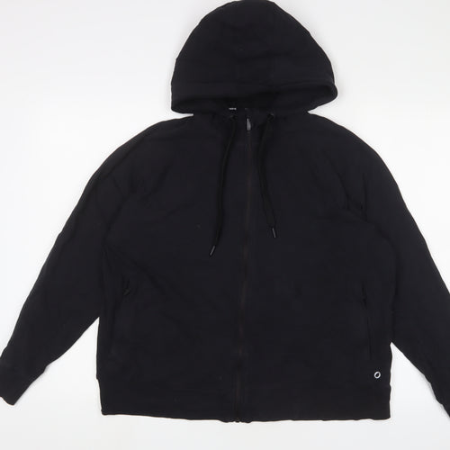 GOODMOVE Womens Black Cotton Full Zip Hoodie Size 18 Zip