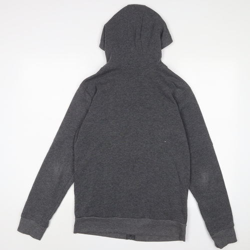 SIIMHWRSS Mens Grey Cotton Full Zip Hoodie Size S - Zip Pockets