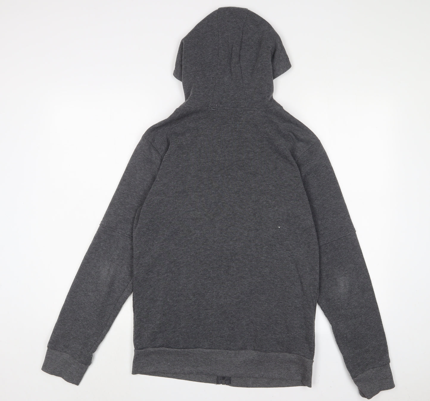 SIIMHWRSS Mens Grey Cotton Full Zip Hoodie Size S - Zip Pockets