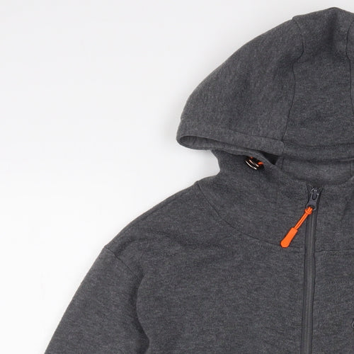 SIIMHWRSS Mens Grey Cotton Full Zip Hoodie Size S - Zip Pockets