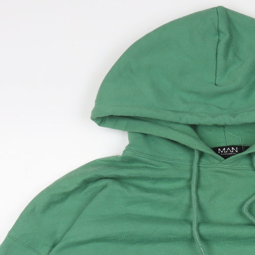 Boohoo Mens Green Cotton Pullover Hoodie Size L