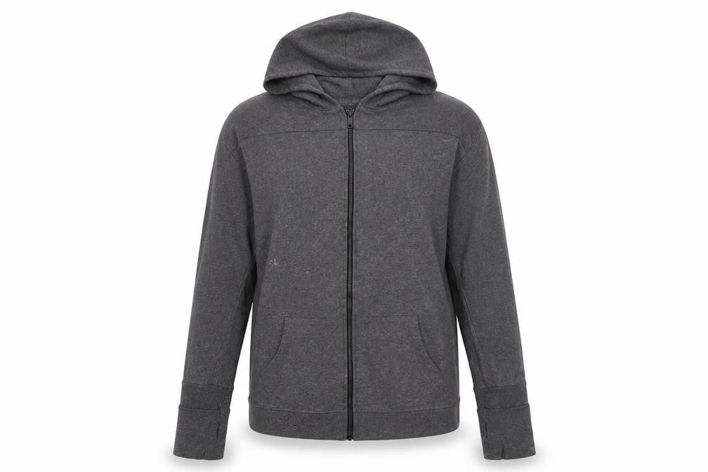 Front view of mamas & papas women’s grey camel full zip hoodie, size UK 10, zip