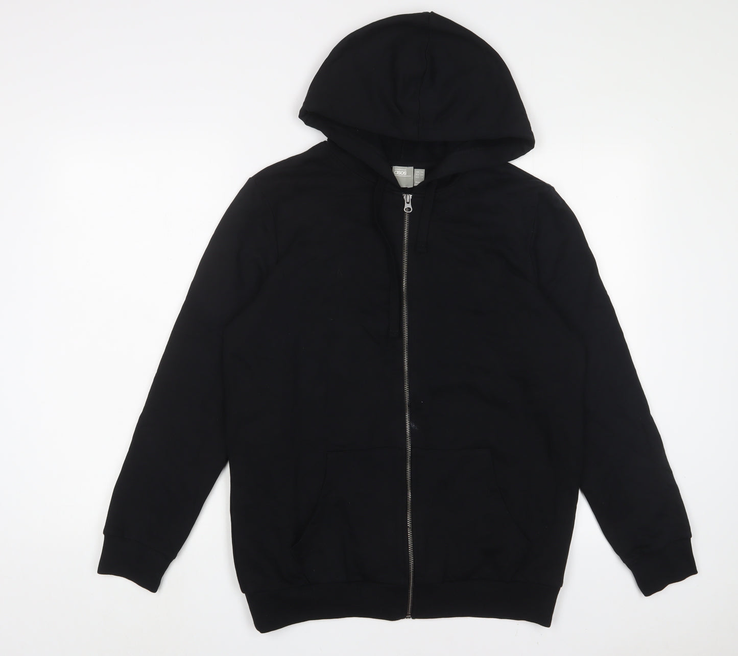 ASOS Womens Black Cotton Full Zip Hoodie Size 10 Zip