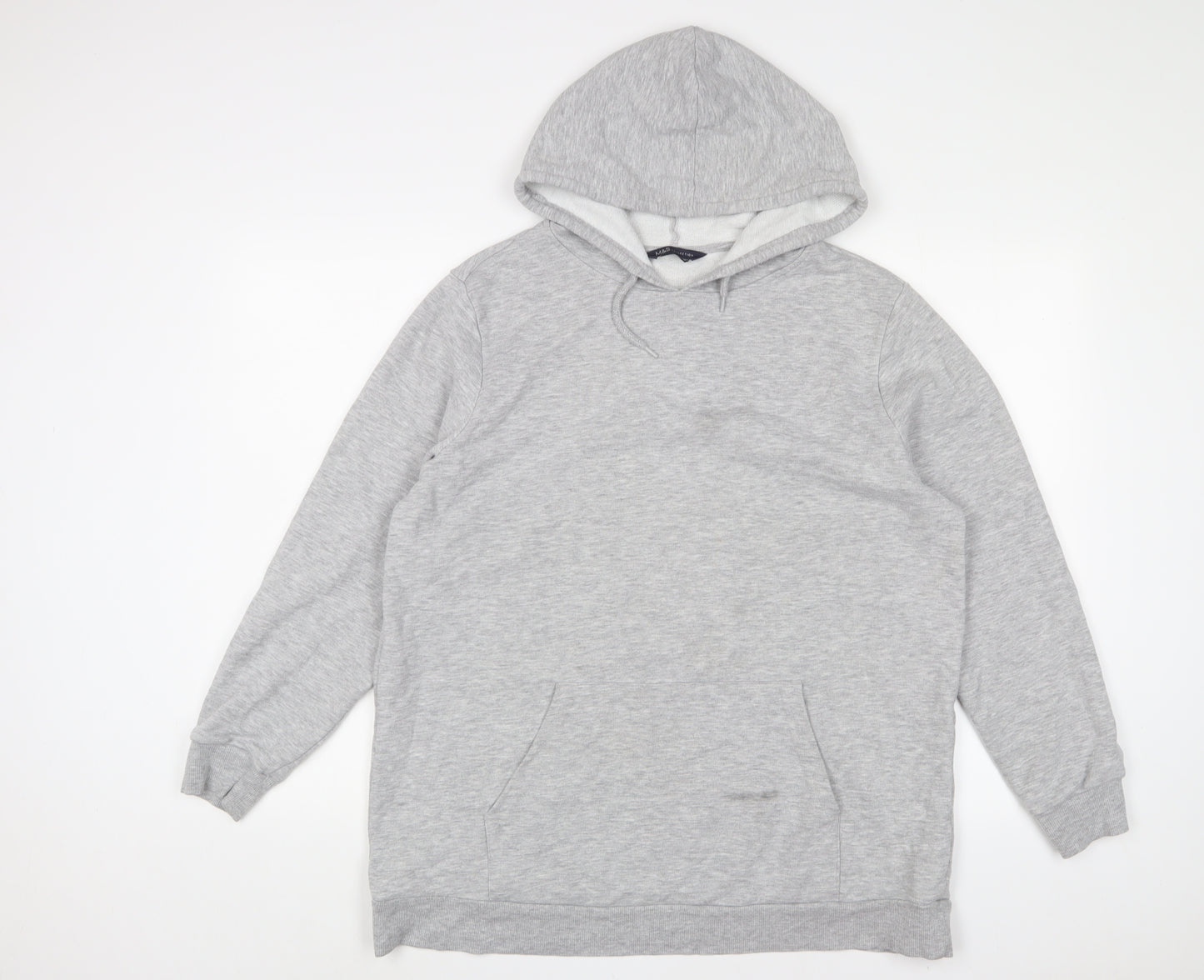 Marks and Spencer Womens Grey Cotton Pullover Hoodie Size 16 Pullover