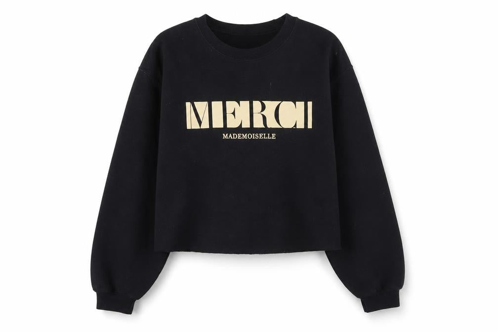 Front view of River Island women’s black cotton pullover sweatshirt, size S, pullover - mademoiselle