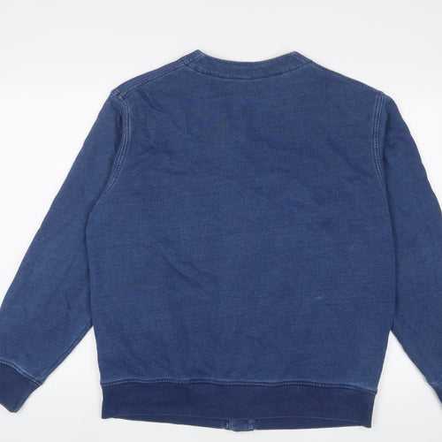 Uniqlo Mens Blue V-Neck Cotton Cardigan Jumper Size M Long Sleeve