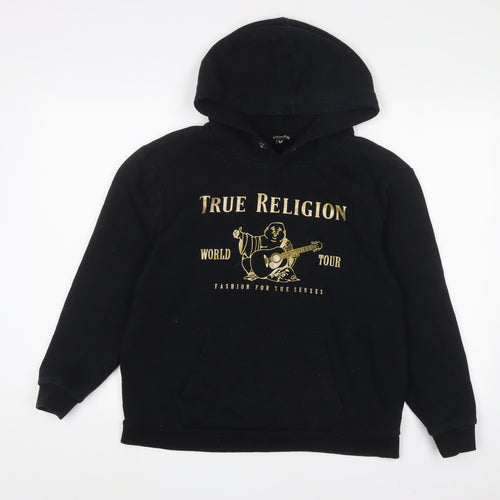 True Religion Womens Black Cotton Pullover Hoodie Size M Pullover - Logo