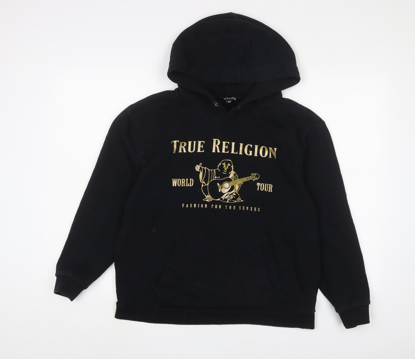 True Religion Womens Black Cotton Pullover Hoodie Size M Pullover - Logo