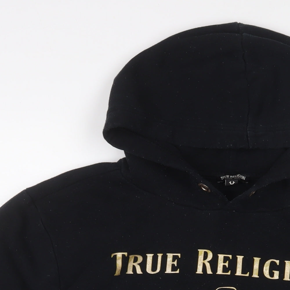 True Religion Womens Black Cotton Pullover Hoodie Size M Pullover - Logo