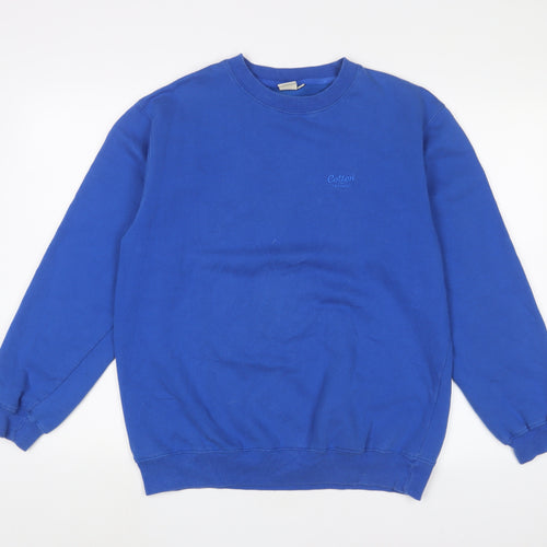 Cotton Traders Mens Blue Cotton Pullover Sweatshirt Size M - Logo, Embroidered