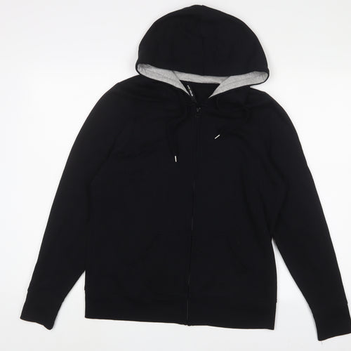 Marks and Spencer Womens Black Cotton Full Zip Hoodie Size 16 Zip