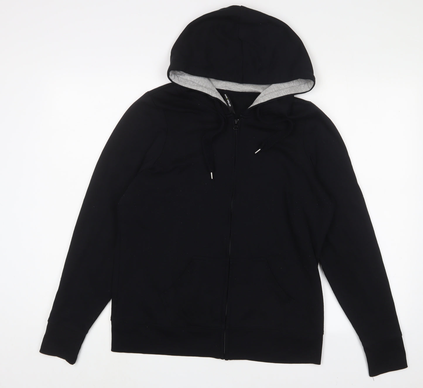 Marks and Spencer Womens Black Cotton Full Zip Hoodie Size 16 Zip