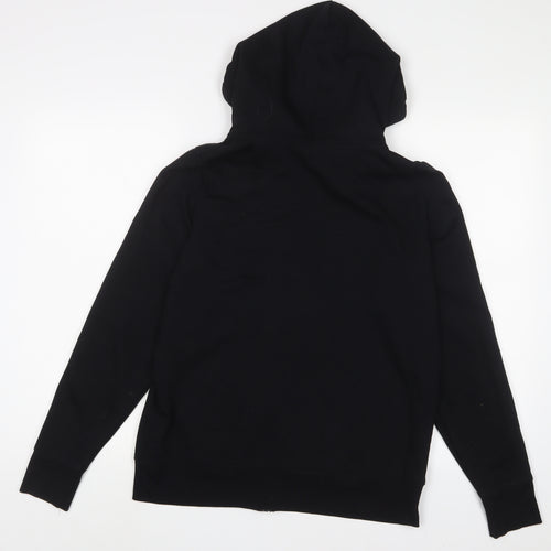 Marks and Spencer Womens Black Cotton Full Zip Hoodie Size 16 Zip