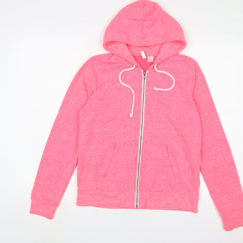 H&M Womens Pink Cotton Full Zip Hoodie Size M Zip