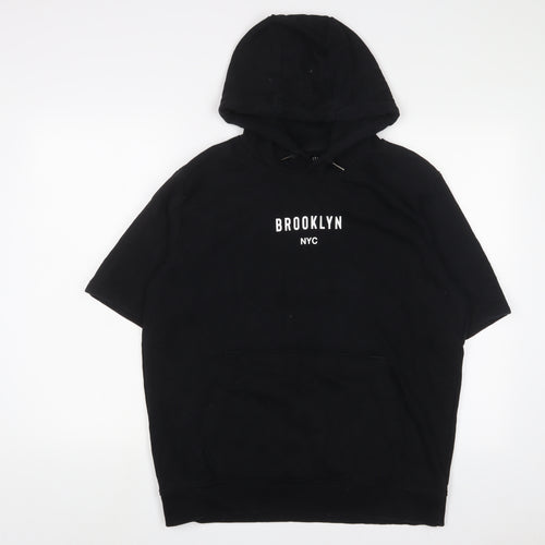 NEXT Mens Black Cotton Pullover Hoodie Size M - Brooklyn NYC