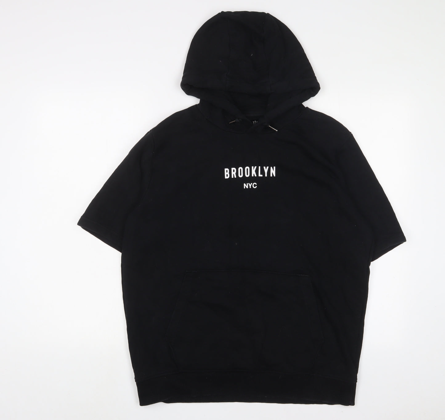 NEXT Mens Black Cotton Pullover Hoodie Size M - Brooklyn NYC