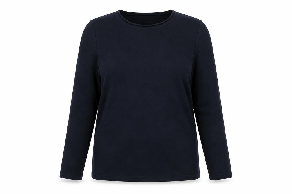 Front view of Marks & Spencer women’s blue acrylic pullover sweatshirt, size UK 20, pullover - thermal