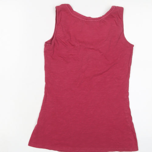 White Stuff Womens Pink Cotton Basic Tank Size 8 Scoop Neck - Pleated