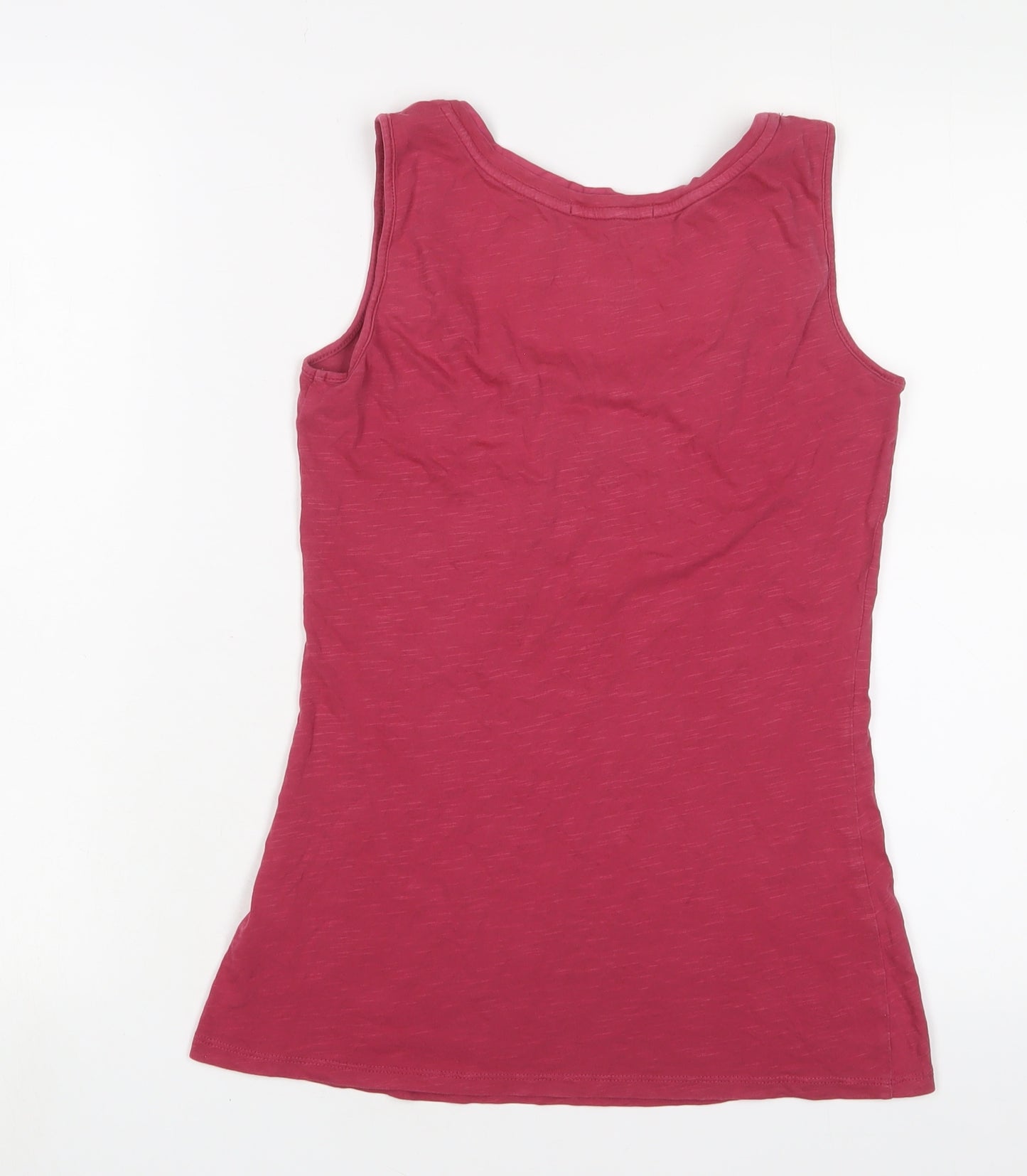 White Stuff Womens Pink Cotton Basic Tank Size 8 Scoop Neck - Pleated