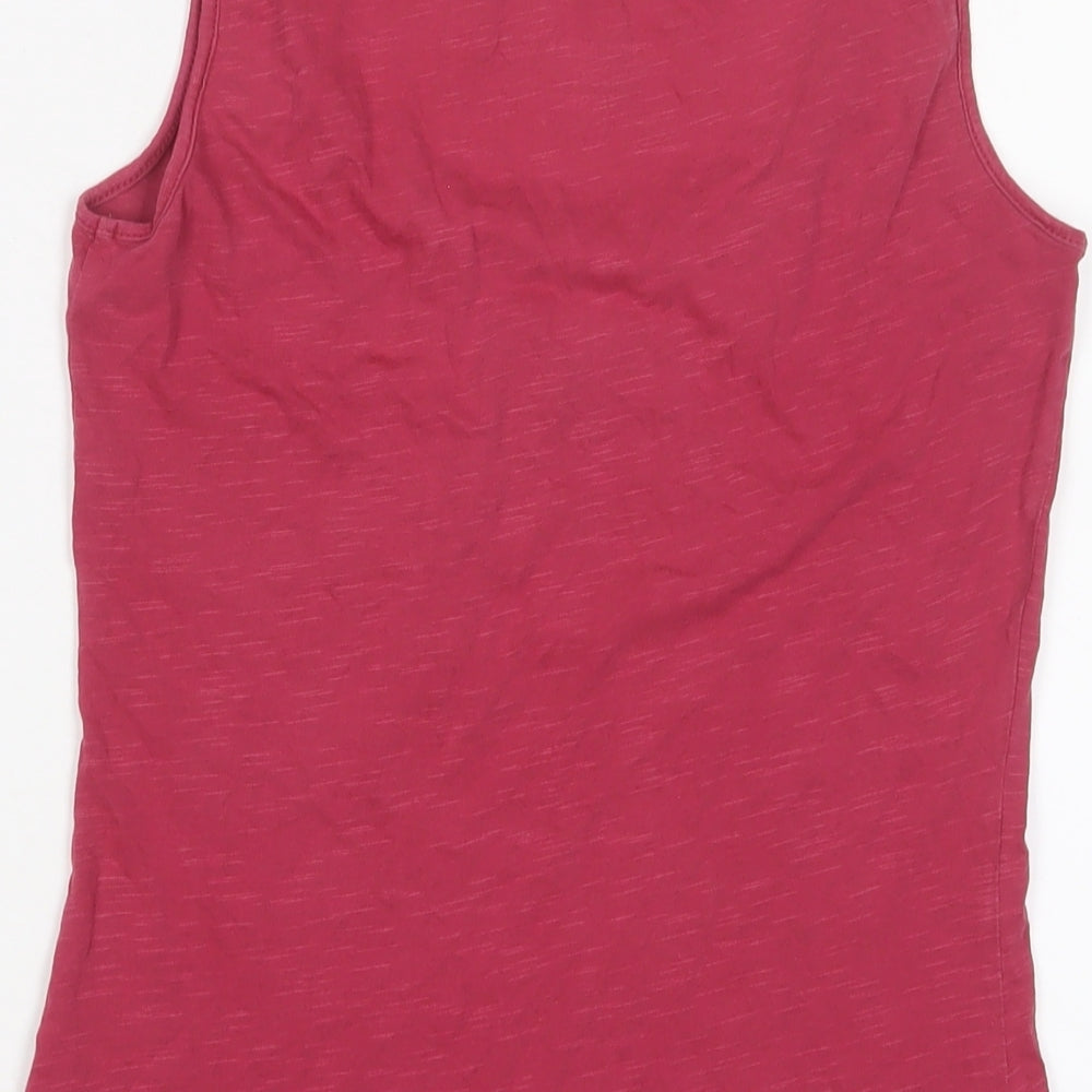 White Stuff Womens Pink Cotton Basic Tank Size 8 Scoop Neck - Pleated