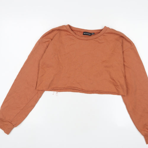 PRETTYLITTLETHING Womens Orange Cotton Pullover Sweatshirt Size 10 Pullover