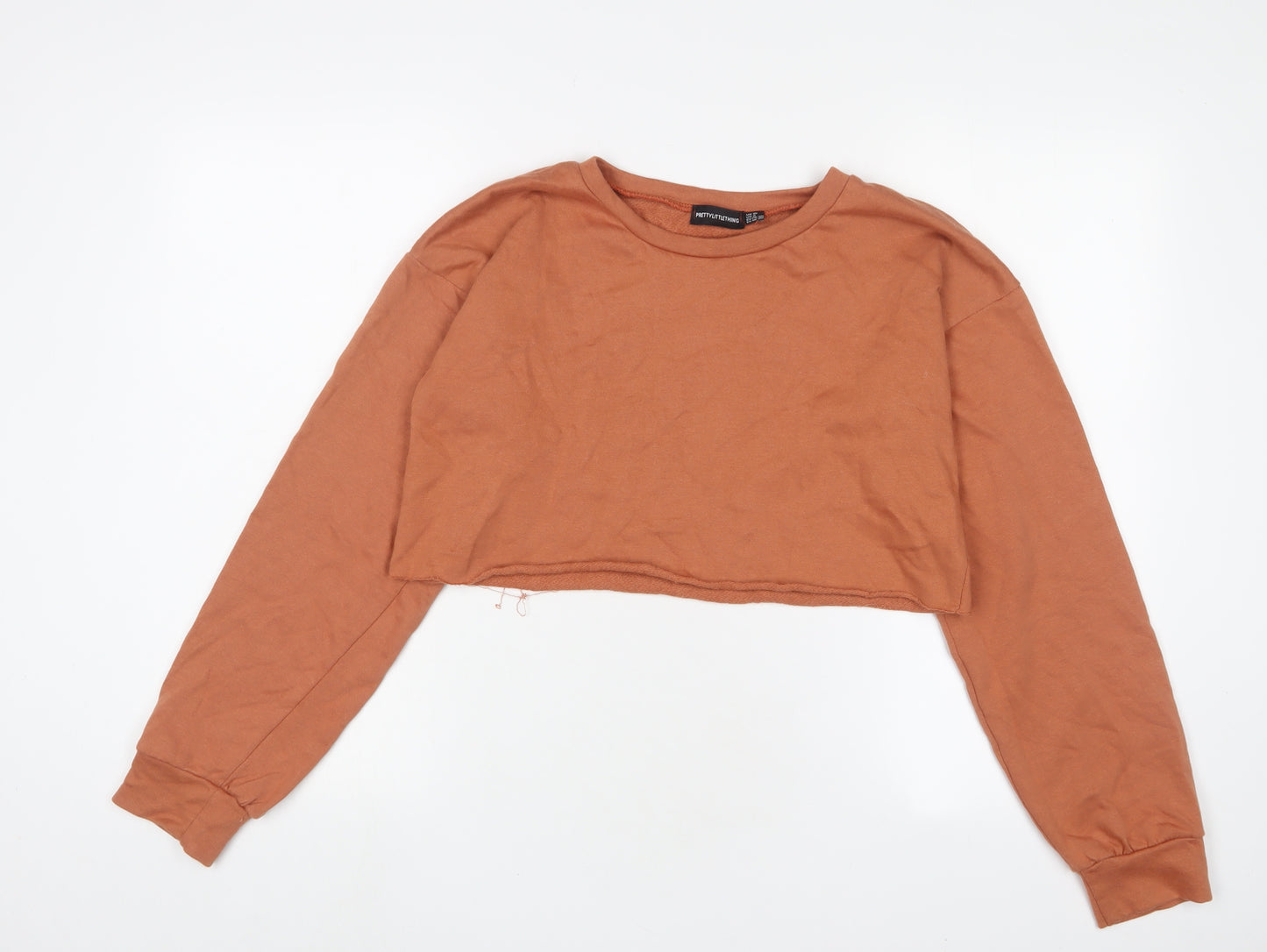 PRETTYLITTLETHING Womens Orange Cotton Pullover Sweatshirt Size 10 Pullover