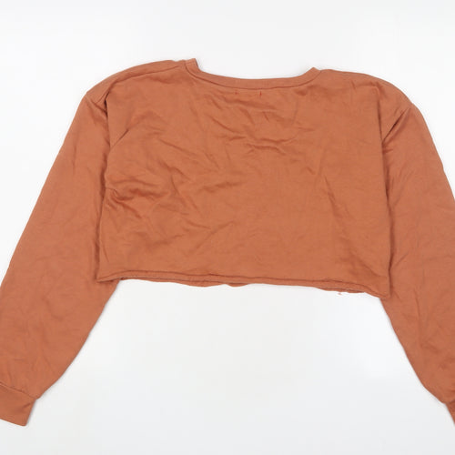 PRETTYLITTLETHING Womens Orange Cotton Pullover Sweatshirt Size 10 Pullover