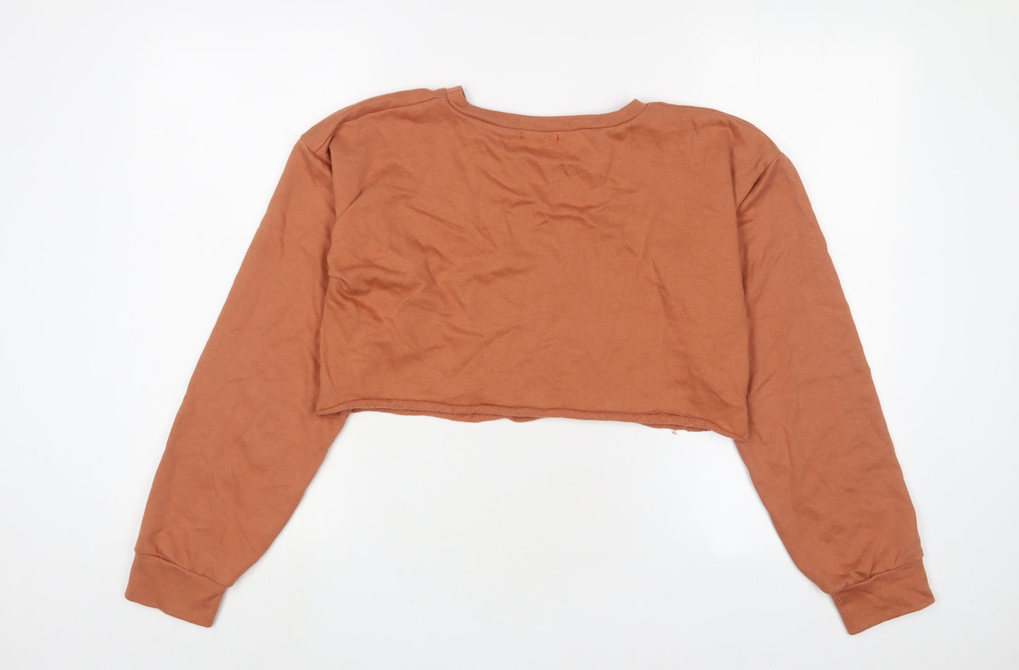 PRETTYLITTLETHING Womens Orange Cotton Pullover Sweatshirt Size 10 Pullover