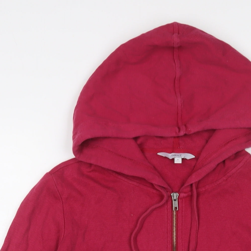 NEXT Womens Pink Cotton Full Zip Hoodie Size 8 Zip