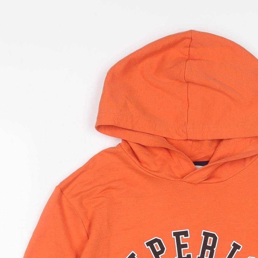 H&M Boys Orange Cotton Pullover Hoodie Size 11-12 Years Pullover - Superior