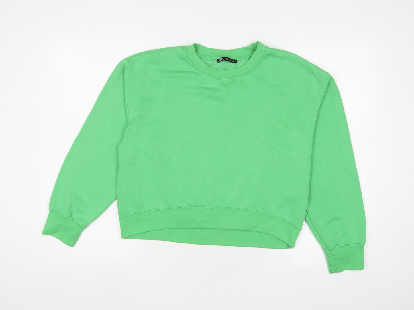 Zara Womens Green Cotton Pullover Sweatshirt Size M Pullover