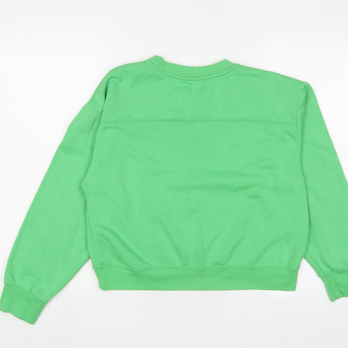 Zara Womens Green Cotton Pullover Sweatshirt Size M Pullover