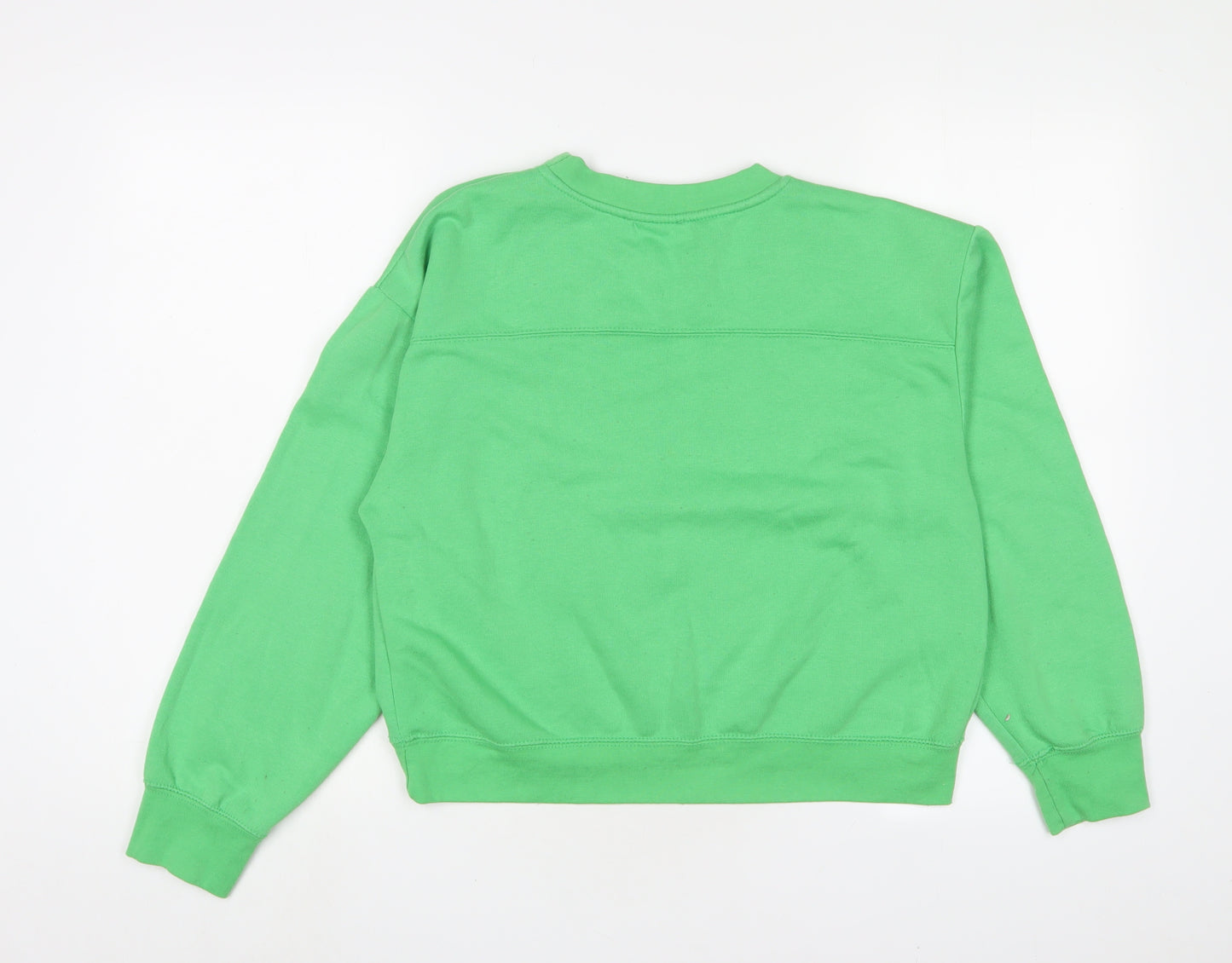 Zara Womens Green Cotton Pullover Sweatshirt Size M Pullover