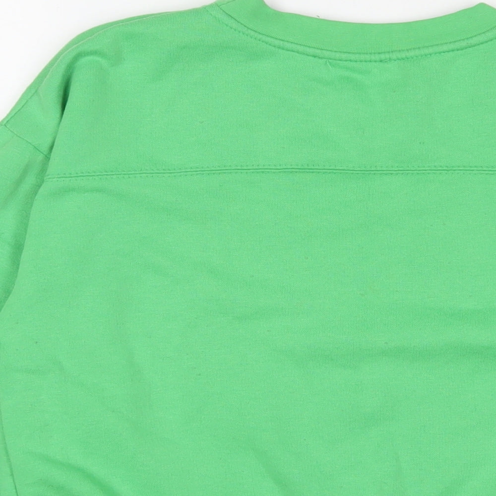 Zara Womens Green Cotton Pullover Sweatshirt Size M Pullover