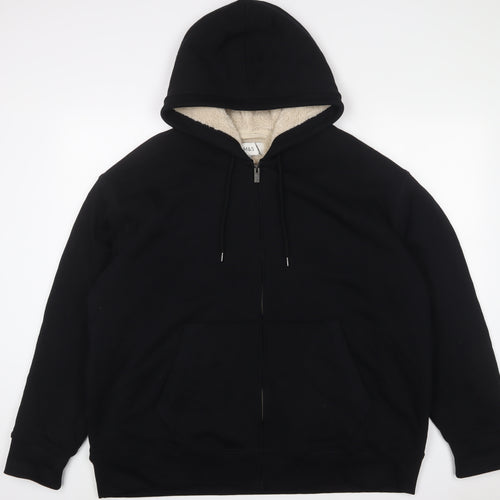 Marks and Spencer Mens Black Cotton Full Zip Hoodie Size 2XL