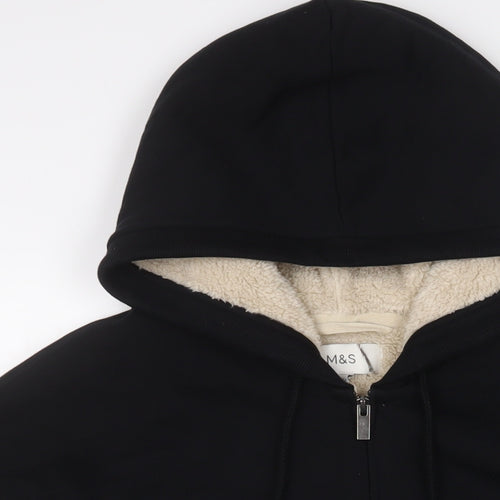 Marks and Spencer Mens Black Cotton Full Zip Hoodie Size 2XL