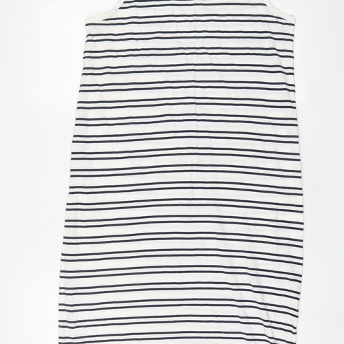 Marks and Spencer Womens White Striped Cotton Tank Dress Size 12 Scoop Neck Pullover