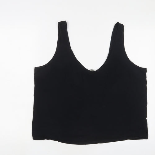 ASOS Womens Black Cotton Camisole Tank Size 14 Scoop Neck