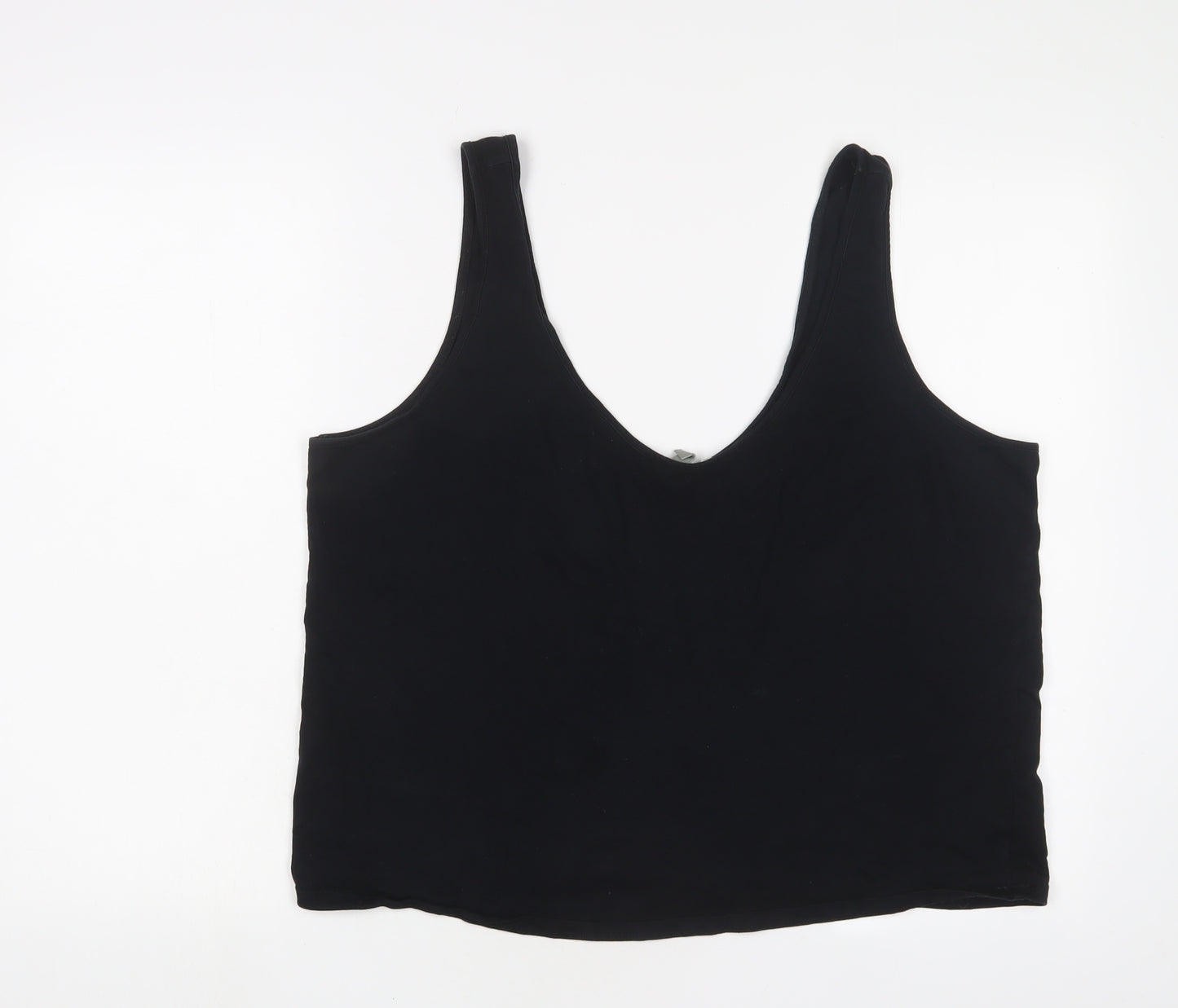 ASOS Womens Black Cotton Camisole Tank Size 14 Scoop Neck