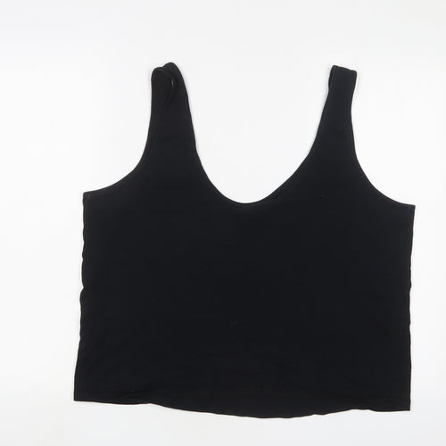 ASOS Womens Black Cotton Camisole Tank Size 14 Scoop Neck