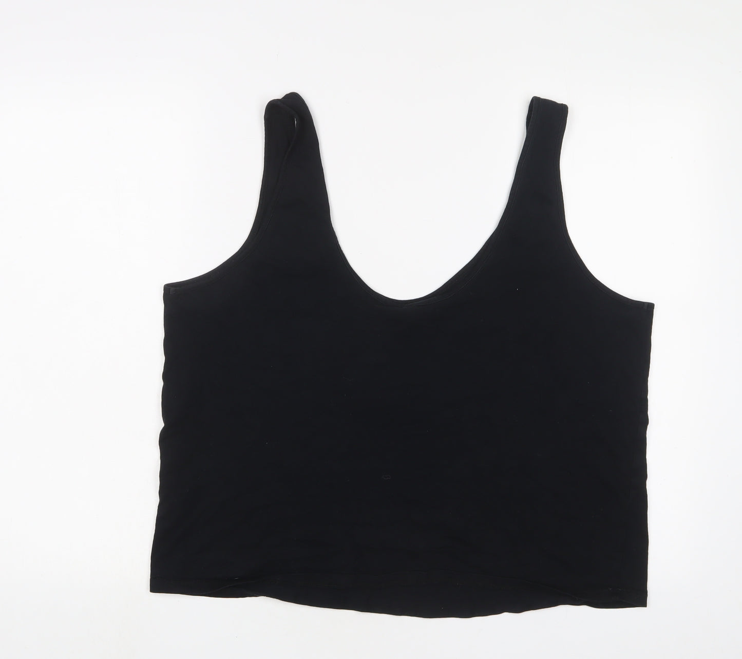 ASOS Womens Black Cotton Camisole Tank Size 14 Scoop Neck