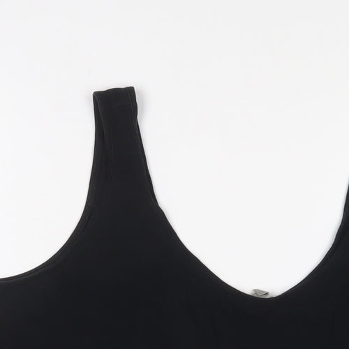 ASOS Womens Black Cotton Camisole Tank Size 14 Scoop Neck
