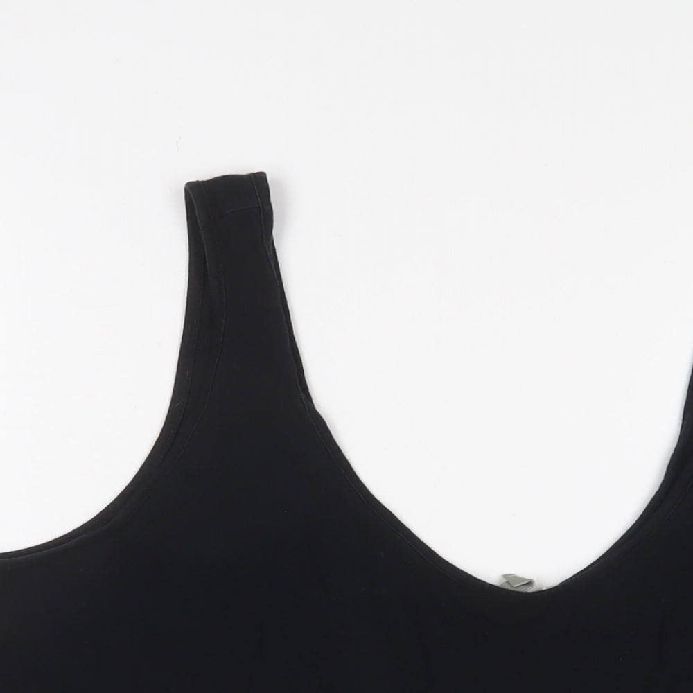ASOS Womens Black Cotton Camisole Tank Size 14 Scoop Neck