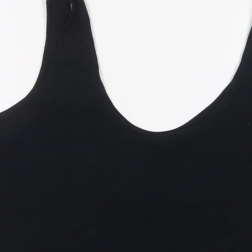 ASOS Womens Black Cotton Camisole Tank Size 14 Scoop Neck