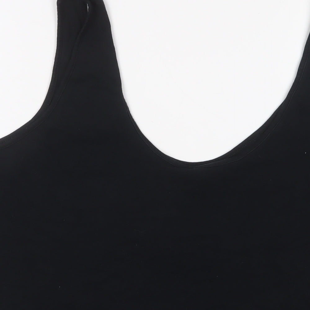 ASOS Womens Black Cotton Camisole Tank Size 14 Scoop Neck