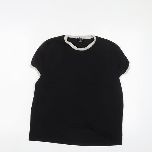 Boohoo Womens Black Cotton Basic T-Shirt Size 10 Crew Neck