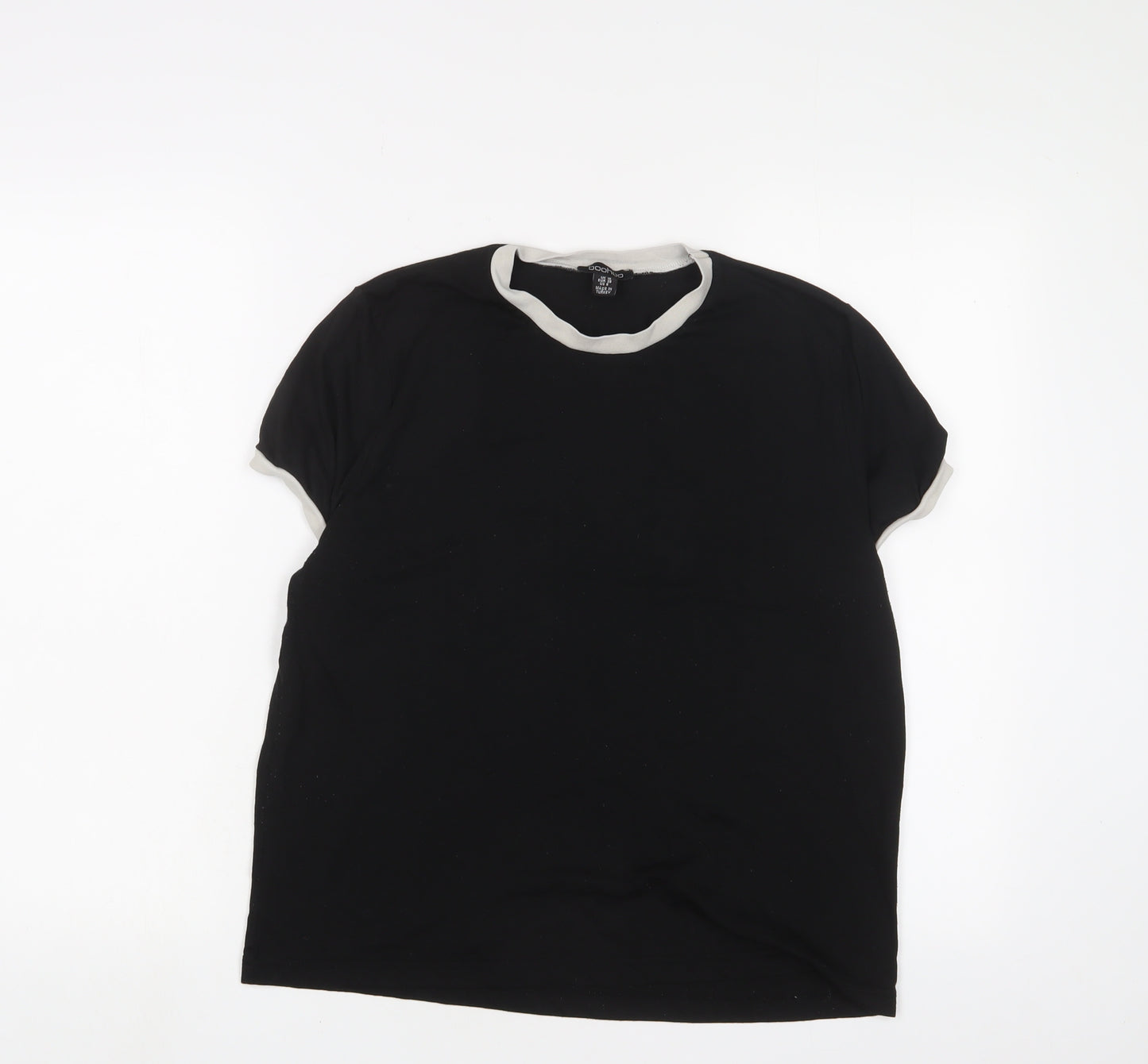 Boohoo Womens Black Cotton Basic T-Shirt Size 10 Crew Neck