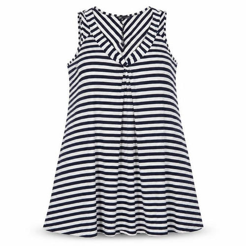Marks and Spencer Womens Blue Striped Viscose Tunic Tank Size 16 V-Neck