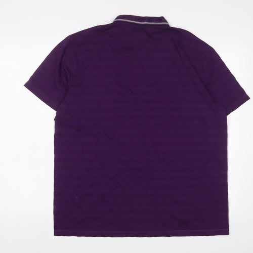 NEXT Mens Purple Striped Cotton Polo Size XL Collared Button